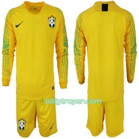 Billige Fotballdrakter Brasil Barn VM 2018 Hjemmedraktsett Langermet